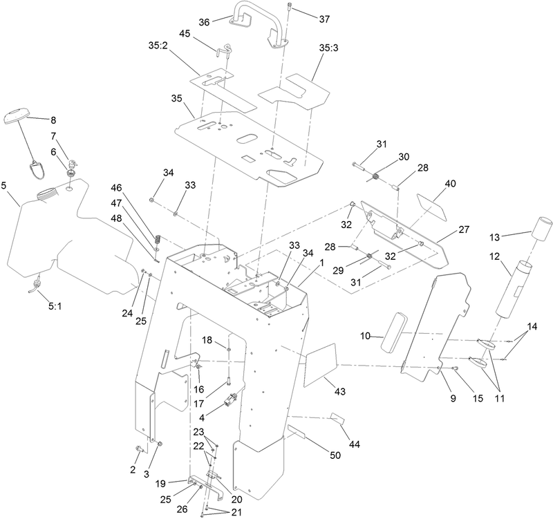 Tower Control Panel and Fuel Tank Assembly