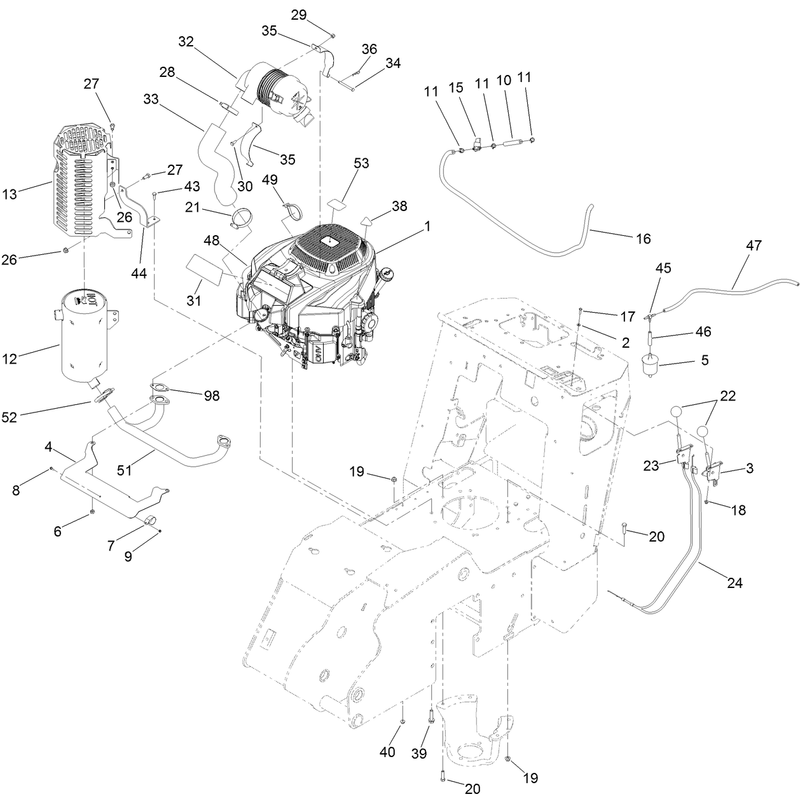 Engine Muffler and Air Cleaner Assembly