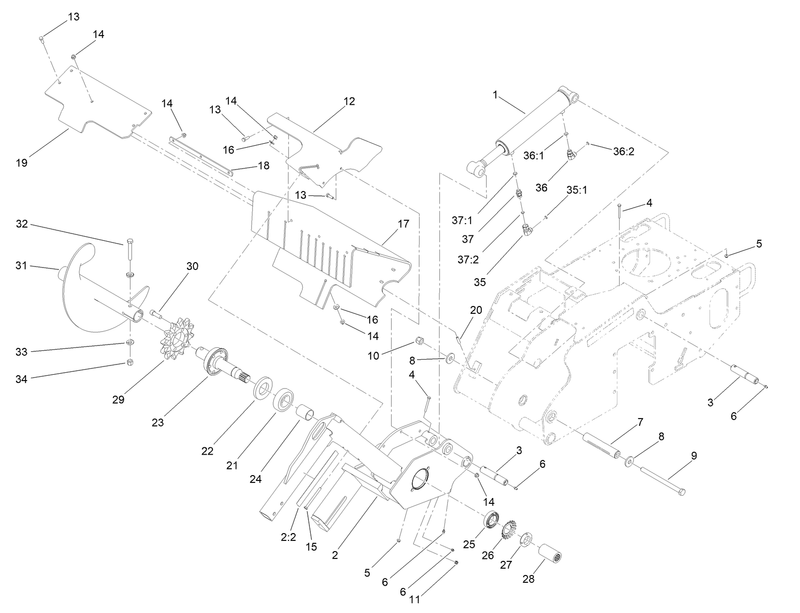 Trencher Head and Lift Assembly