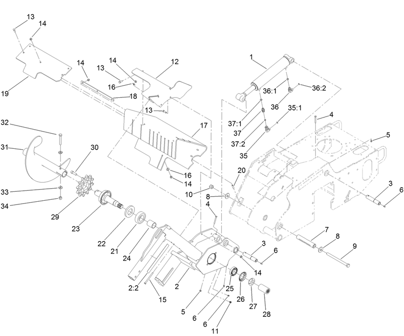 Trencher Head and Lift Assembly