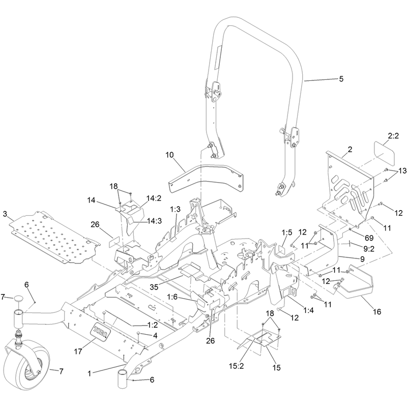 Frame and Caster Wheel Assembly