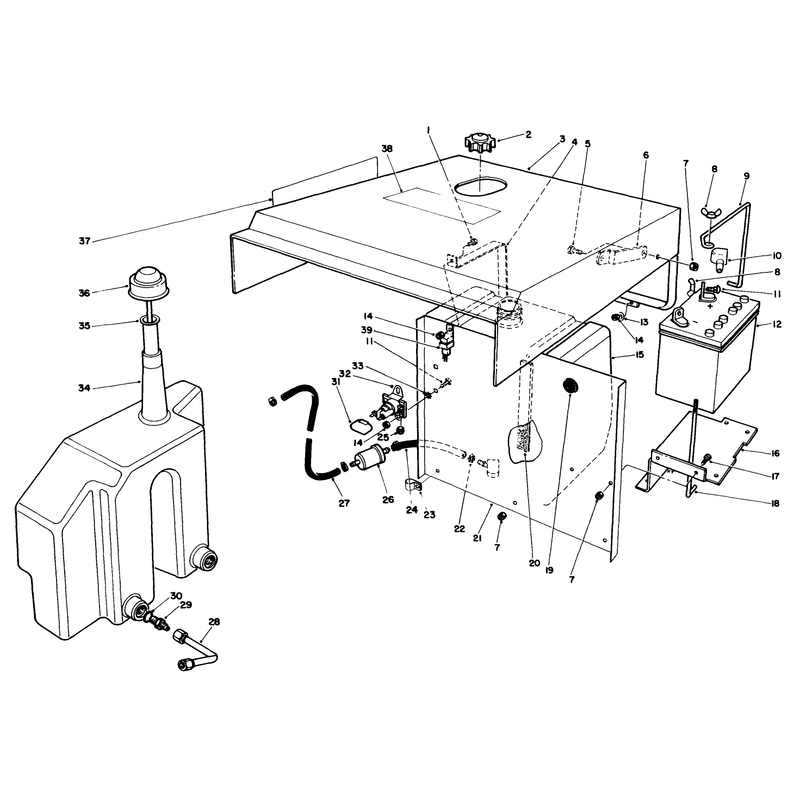 Hood Gas and Hydraulic Tank Assembly