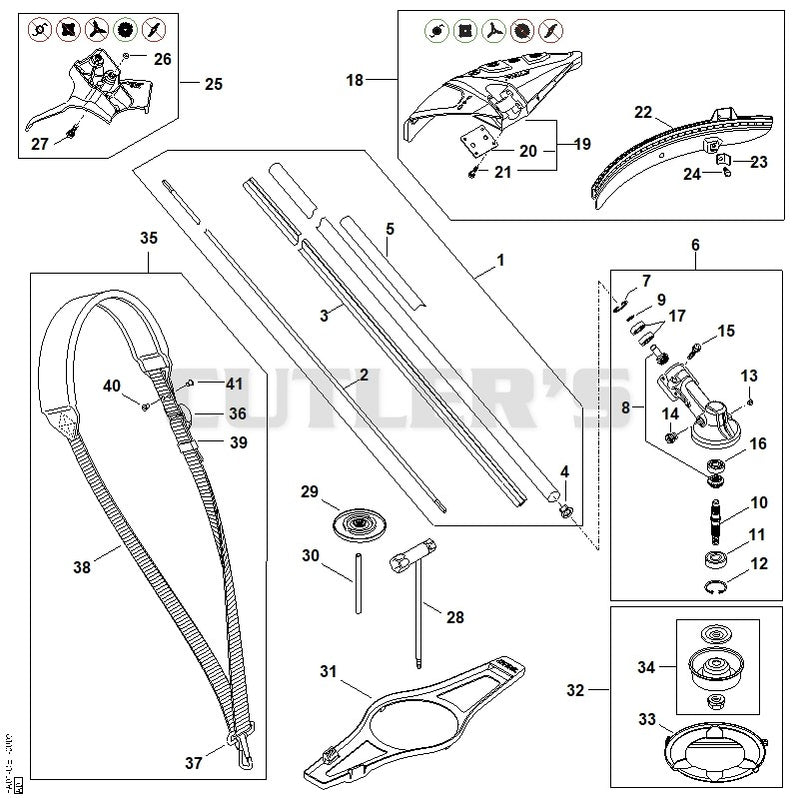 Drive tube assembly, Gear head, Deflector FSA 135