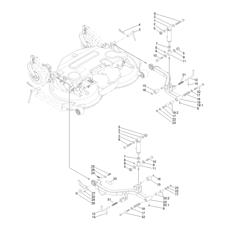 Cutting Deck and Lift Arms Assembly