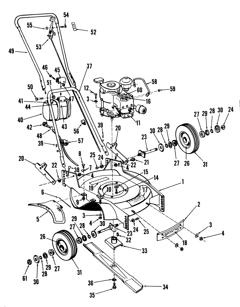 21in Whirlwind Hevi Duty Hand Propelled Mower Parts List