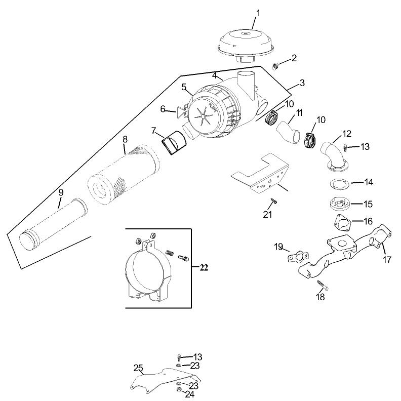 Group 10 Air IntakeFiltration Assembly Kohler CH740-0007