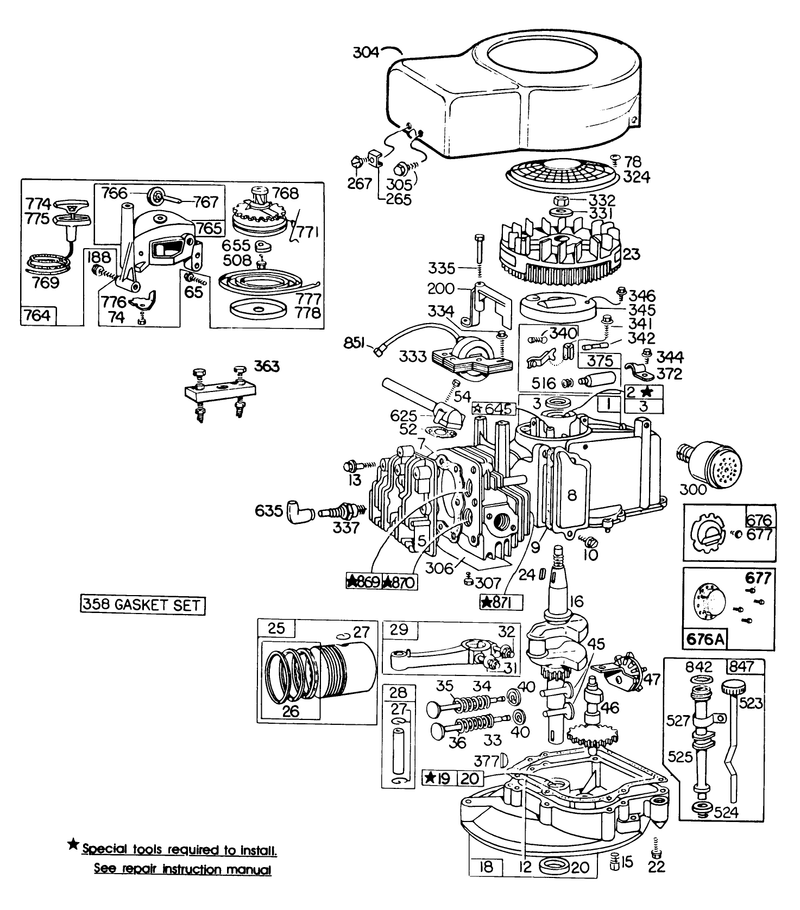 Engine Briggs and Stratton Model 110908 0492 01