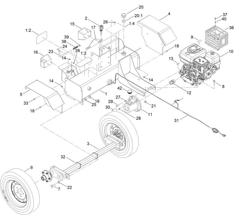 Engine and Axle Assembly