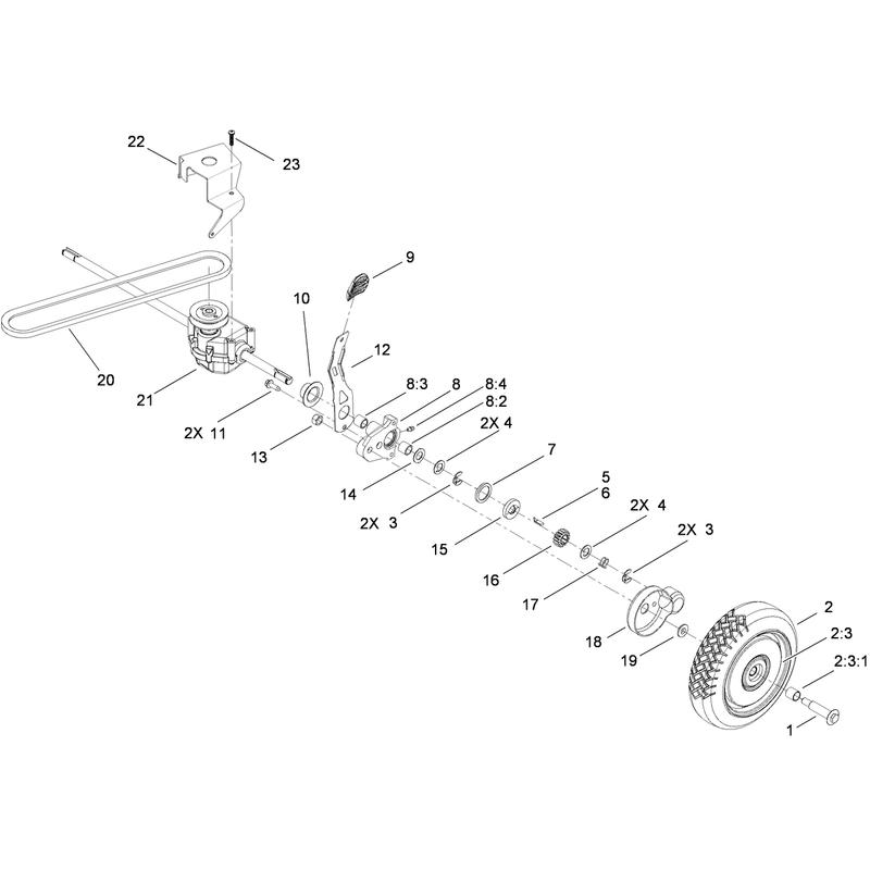 Rear Wheel and Transmission Assembly
