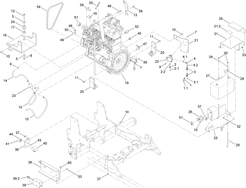 Engine and Battery Assembly