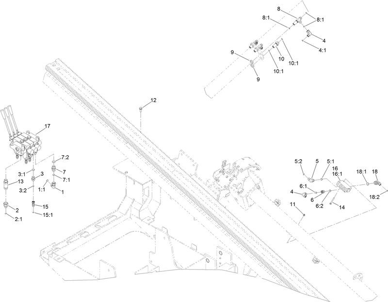 3 Spool Hydraulic Valve and Fitting Assembly