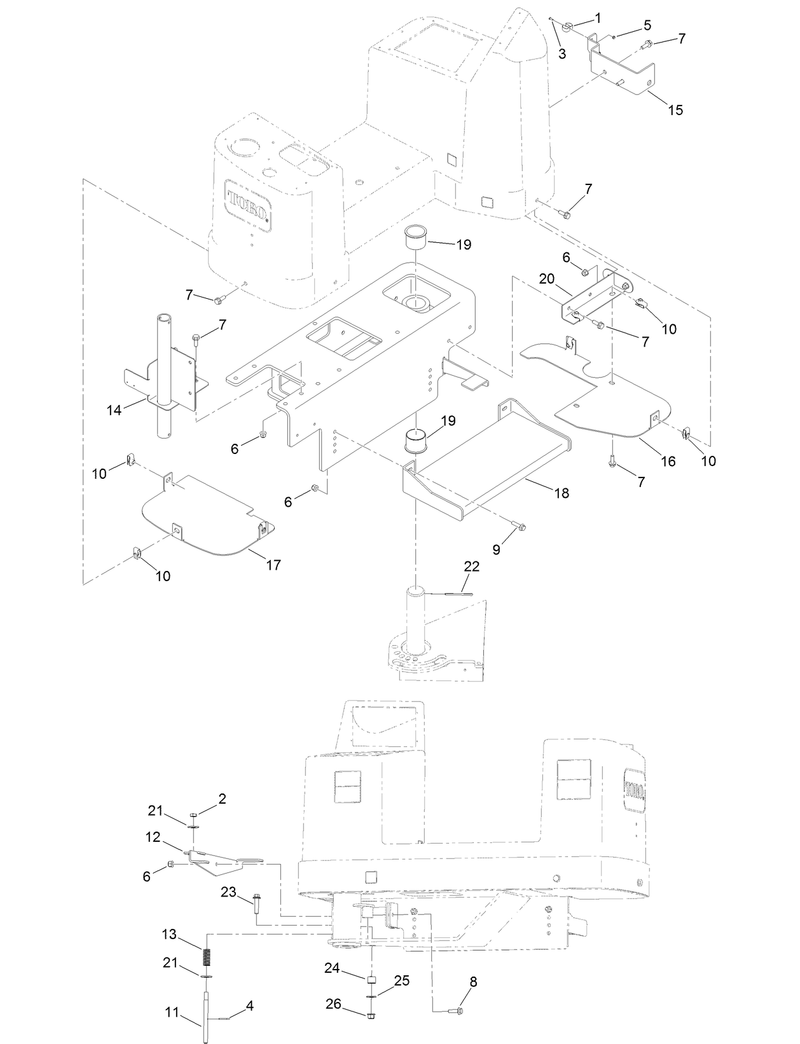 Platform Step Splash Guard and Umbrella Mount Assembly