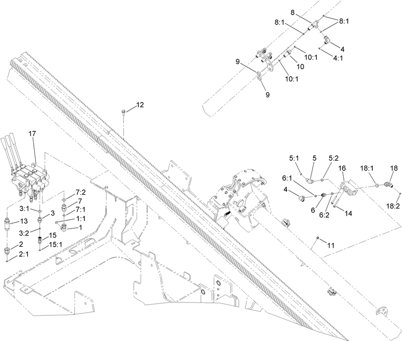 3 Spool Hydraulic Valve and Fitting Assembly