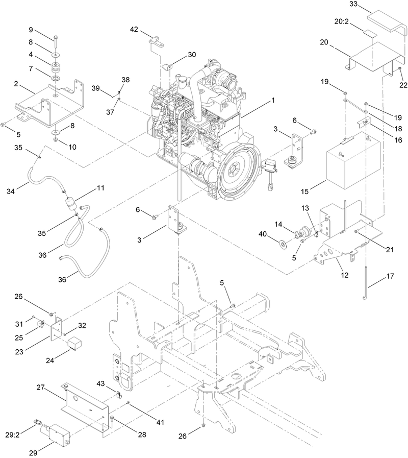 Engine and Battery Assembly