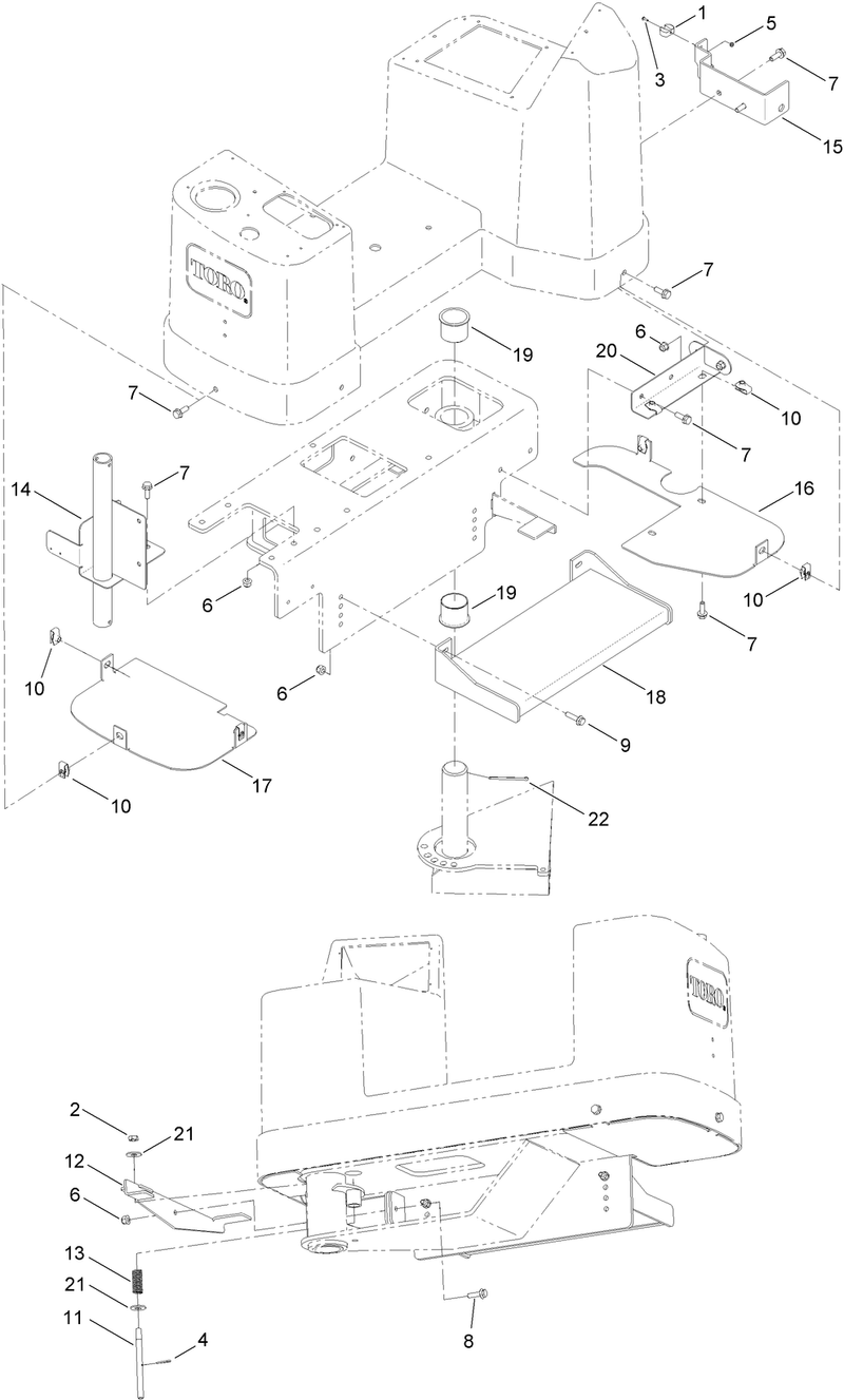 Platform Step Splash Guard and Umbrella Mount Assembly