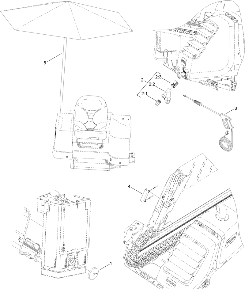 Wash Wand Umbrella Cylinder Lockout Strainer and Split Wiper Assembly
