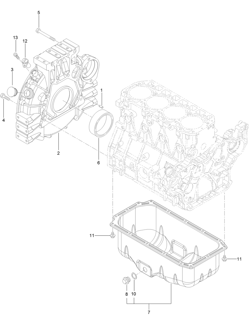 Flywheel Housing and Oil Sump Assembly