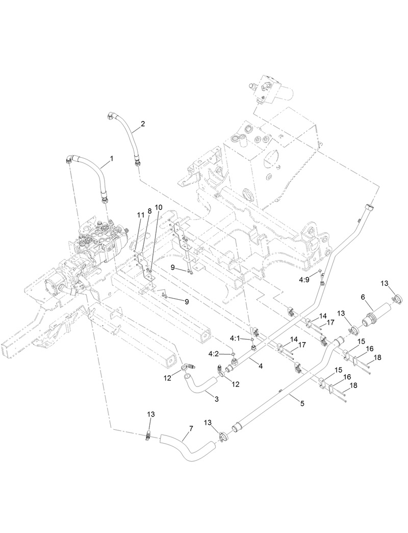 Suction Pump and Case Drain Hydraulic Hose Assembly