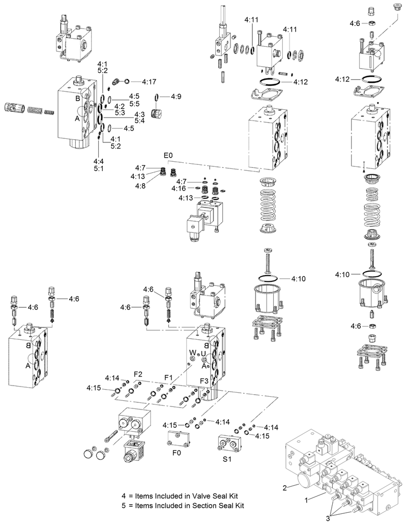 5 Section Hydraulic Valve Assembly No AU121285