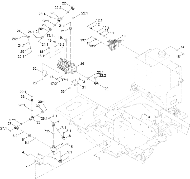 5 Section and 3 Spool Hydraulic Valve Assembly