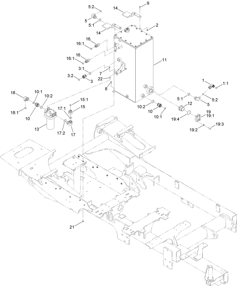 Hydraulic Fuel Tank and Fitting Assembly