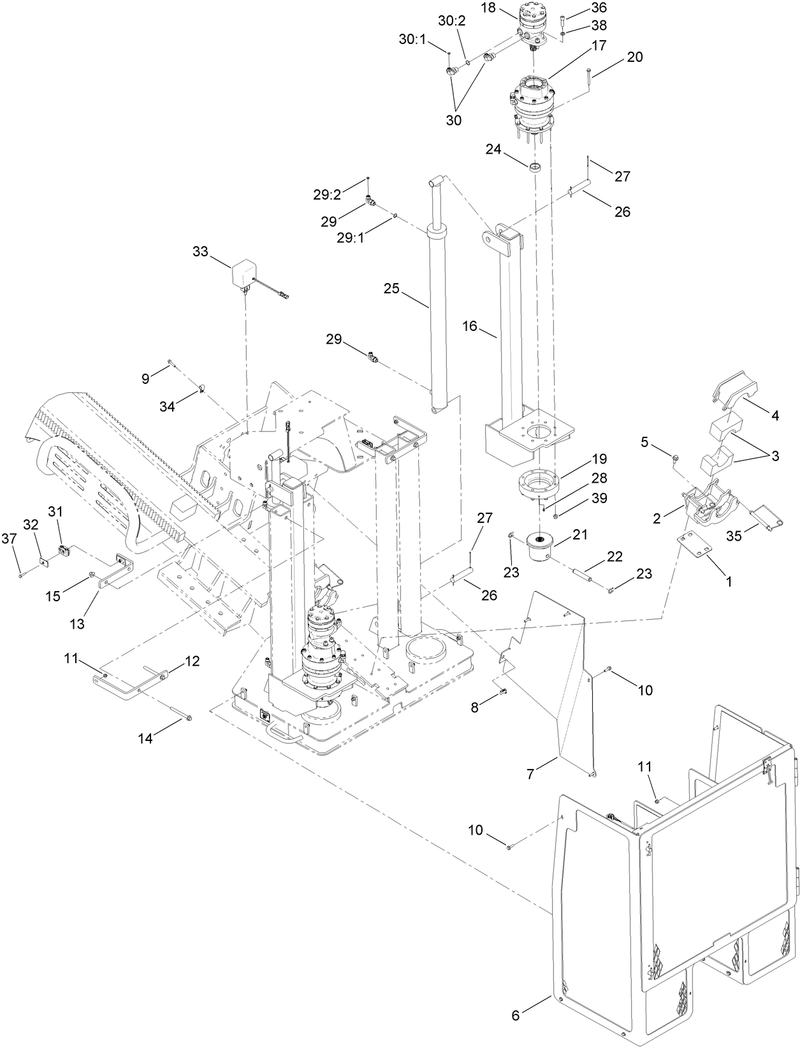 Planetary Rod Guide and Stakedown Cage Assembly