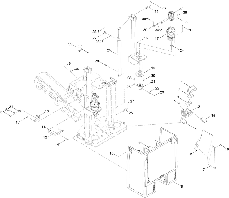 Planetary Rod Guide and Stakedown Cage Assembly
