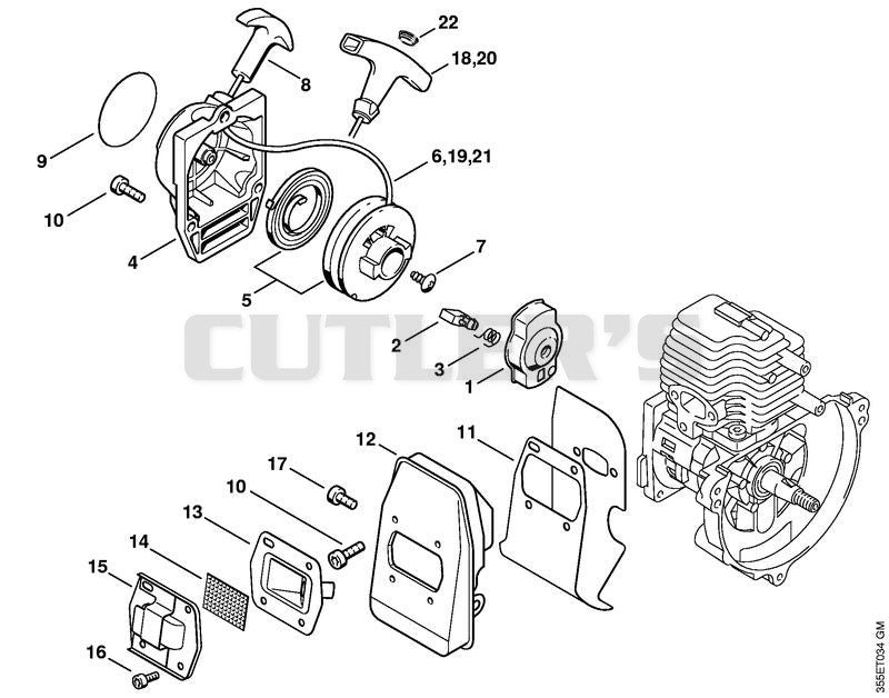 Rewind starter, Muffler