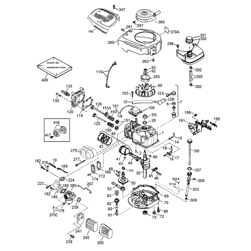Engine Assembly Tecumseh LEV120-361541B