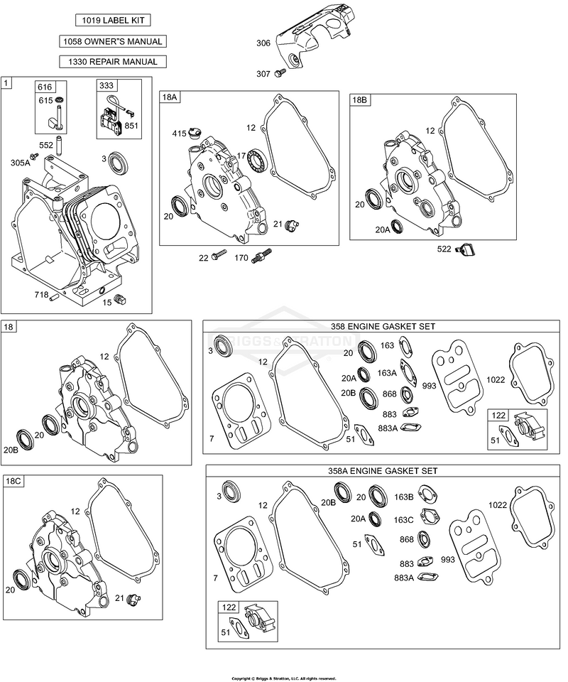 Crankcase Cover/Sump, Cylinder, Kits/Gaskets - Engine