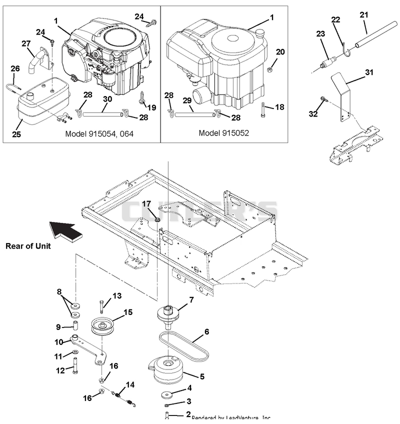 Engine, Exhaust, Belts And Idlers