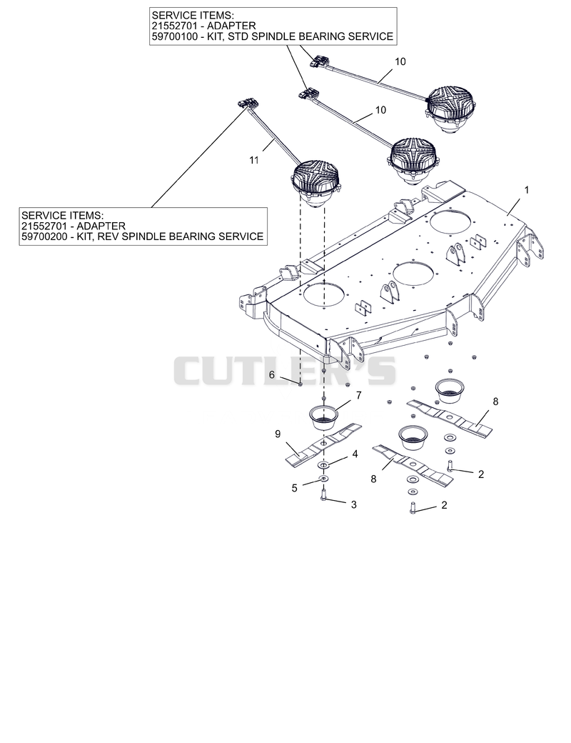 Deck, Blades and Spindle Motors - 52" - RD