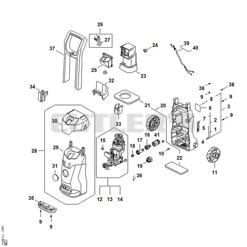 Chassis, Air baffle, Shroud, Switch housing