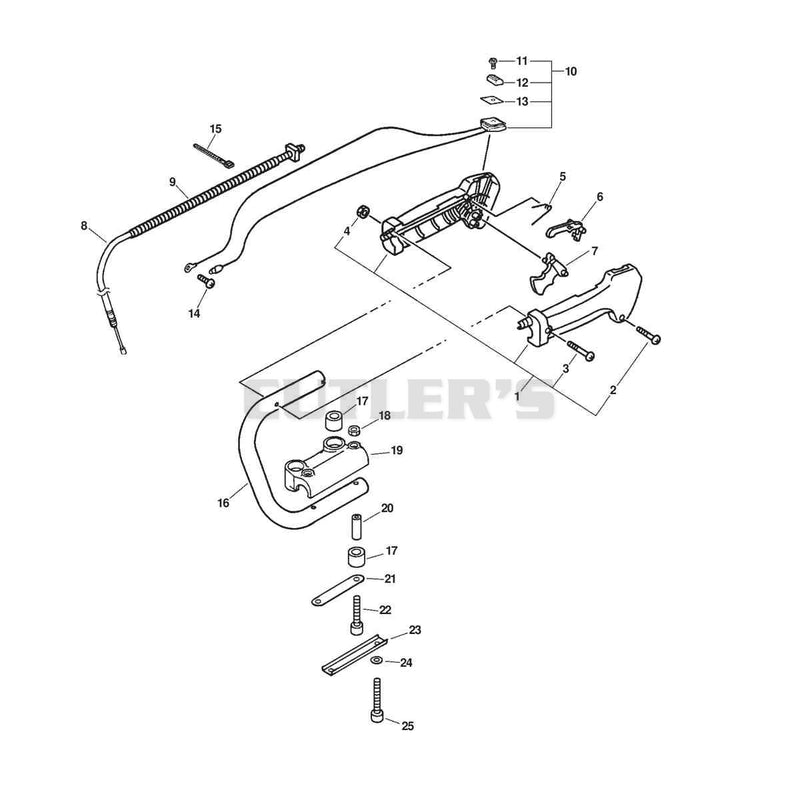 HANDLE, STOP SWITCH, THROTTLE CABLE