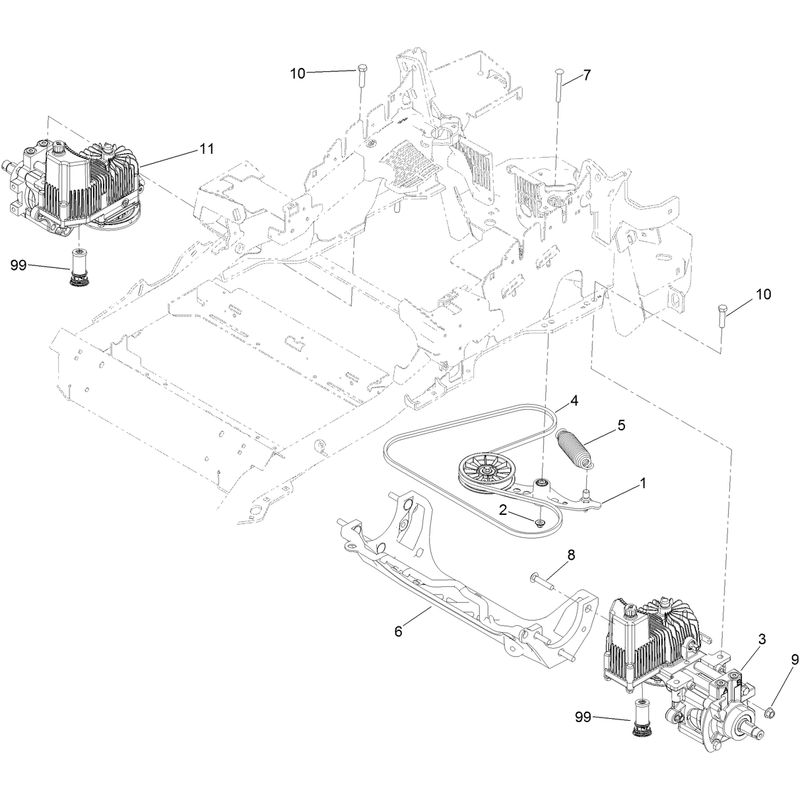 Hydraulic Pump, Idler and Belt Assembly