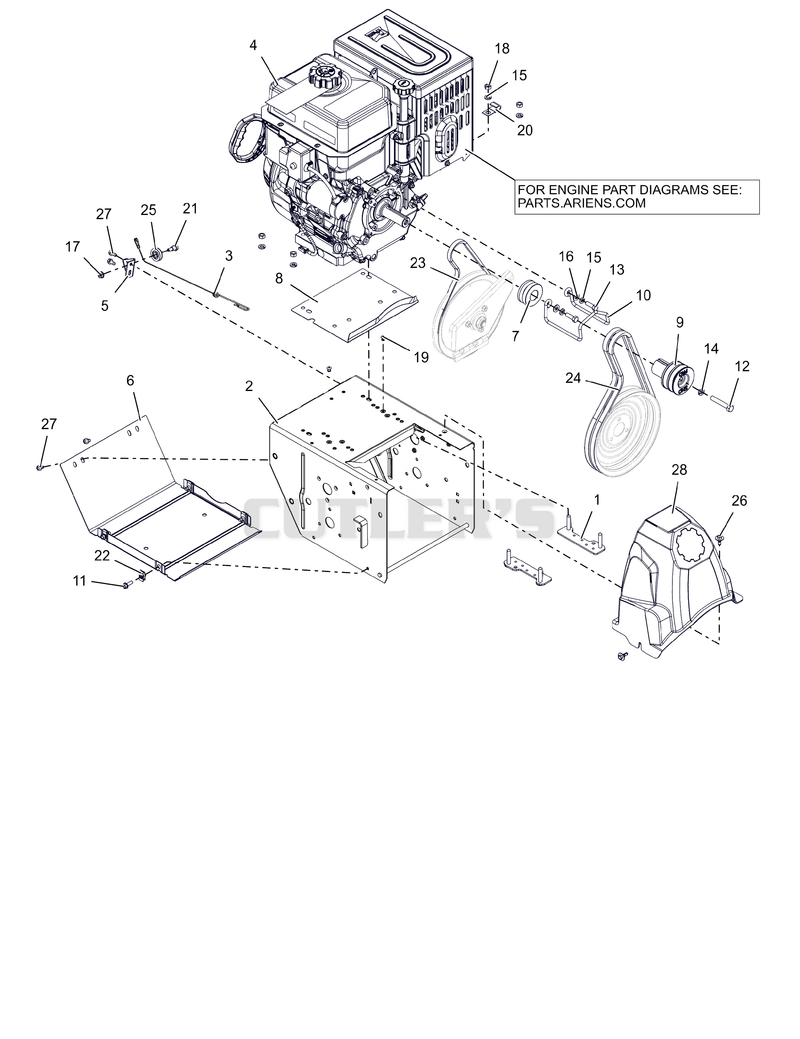 Engine, Frame and Belt Drive – 30"