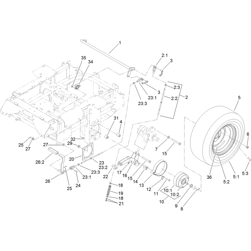 Main Frame and Rear Wheel Assembly