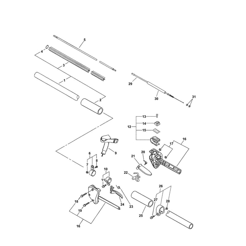 Handle, Stop Switch,Throttle Cable, Driveshaft