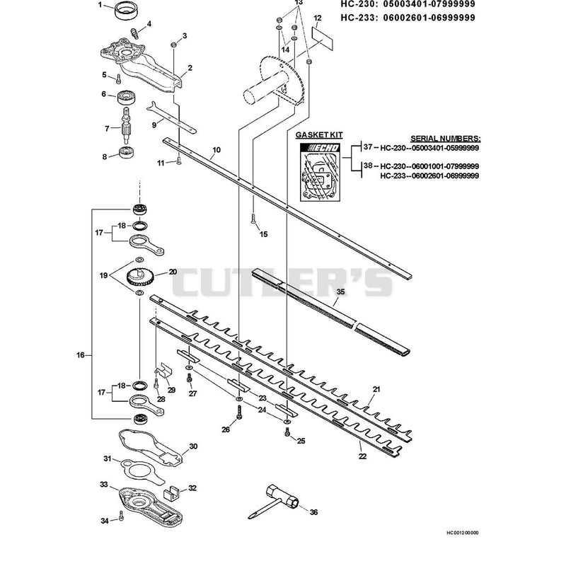 Blades, Gear Case,Tools S/N 05003401 - 05999999