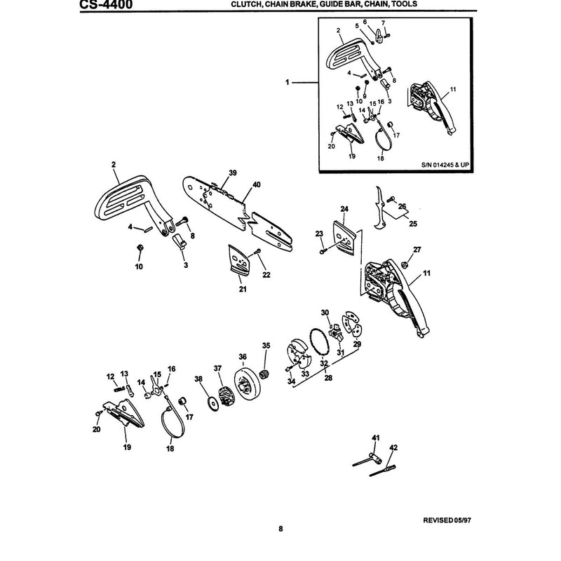 Clutch, Chain Brake, Guide Bar, Chain, Tools
