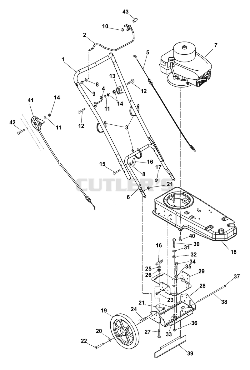 Frame, Engine, Swivel & Wheels