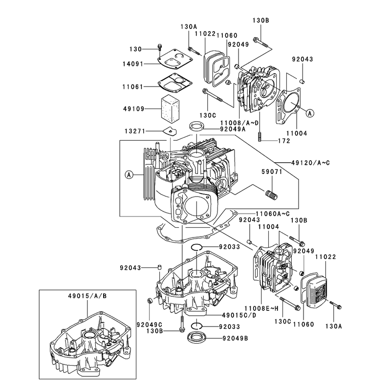 CylinderCrankcase Assembly Kawasaki FH500V-ES10