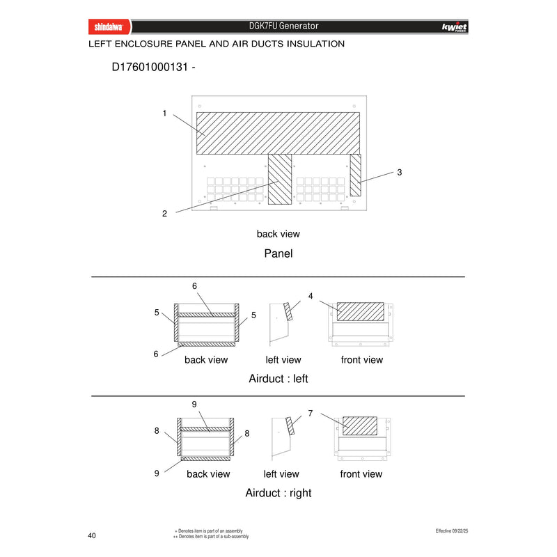 LEFT ENCLOSURE PANEL AND AIR DUCTS INSULATION