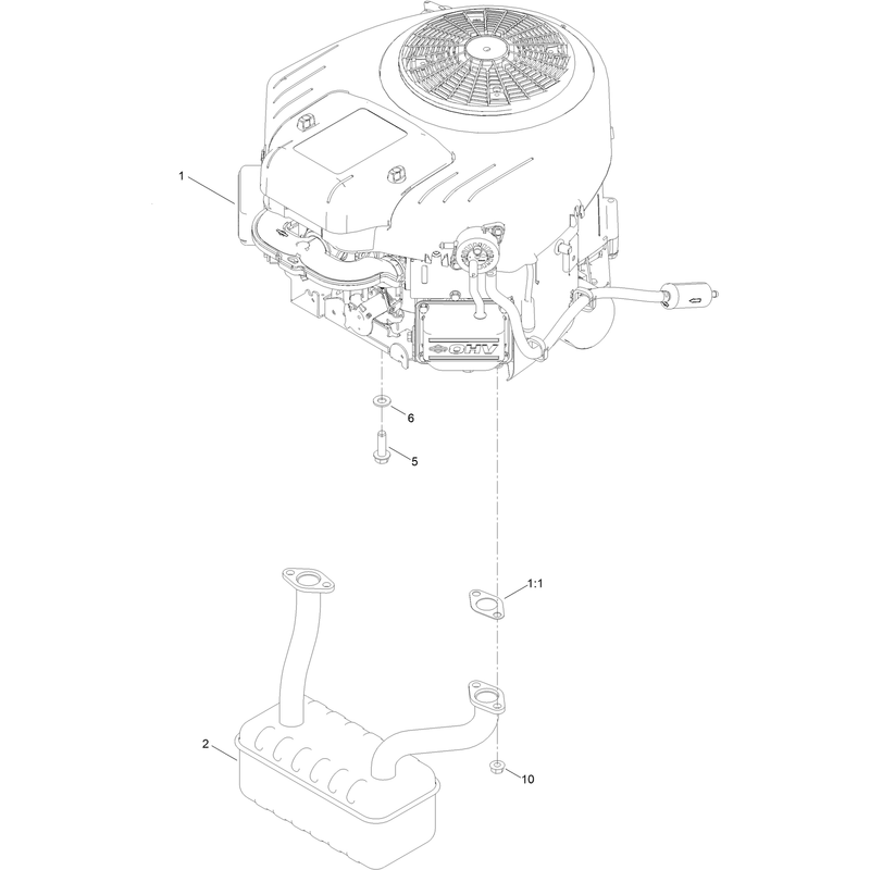 Engine and Muffler Assembly