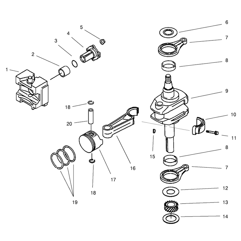 PistonCrankshaft Crankcase Assembly Kawasaki FB460V-MS14
