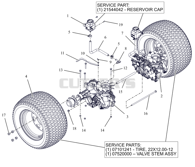 Rear Tires and Transaxles - 60"