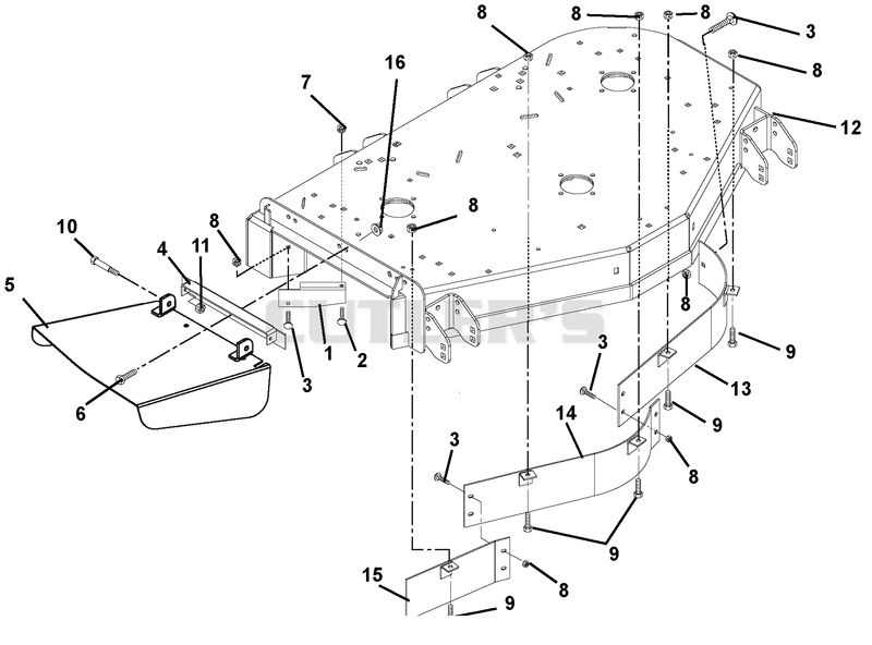 Deck, Discharge Chute And Baffles