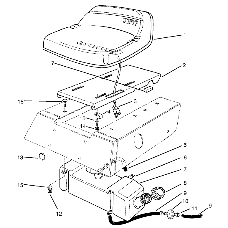 Seat and Gas Tank Assembly