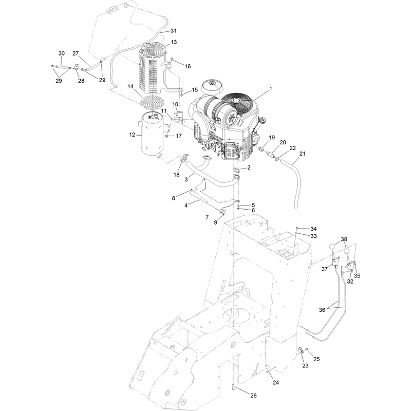 Engine Muffler and Fuel Line Assembly