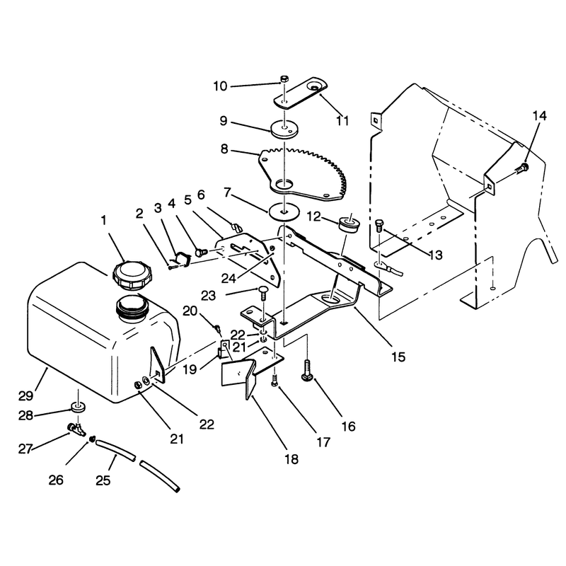 Fuel Tank and Steering Bracket Assembly